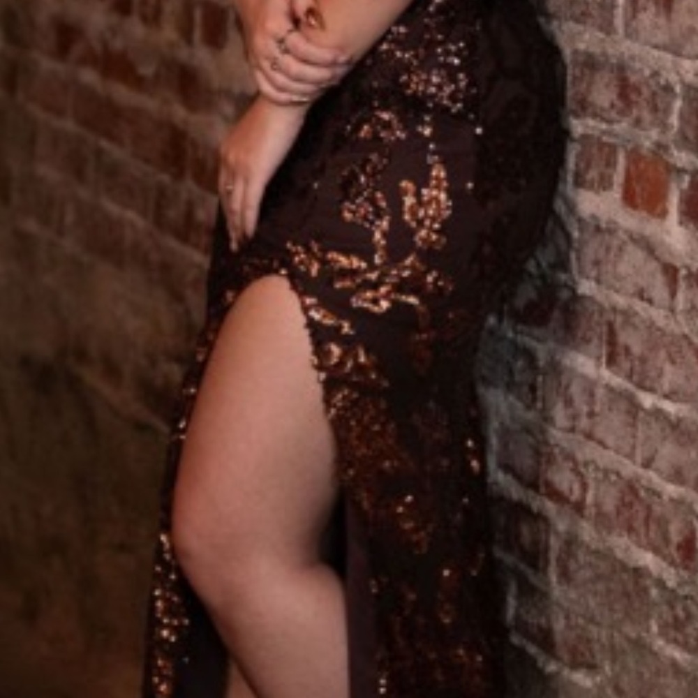Glamorous Sequin Chocolate Evening Gown